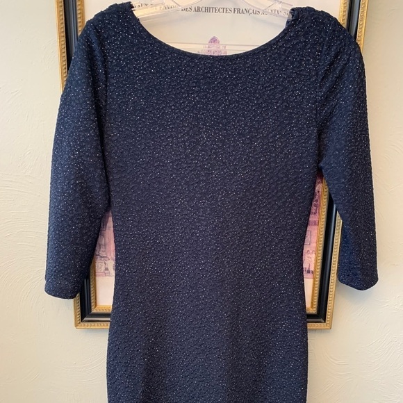 Windsor Navy Drape Back Stretch Metallic Mini Dress - Picture 5 of 8